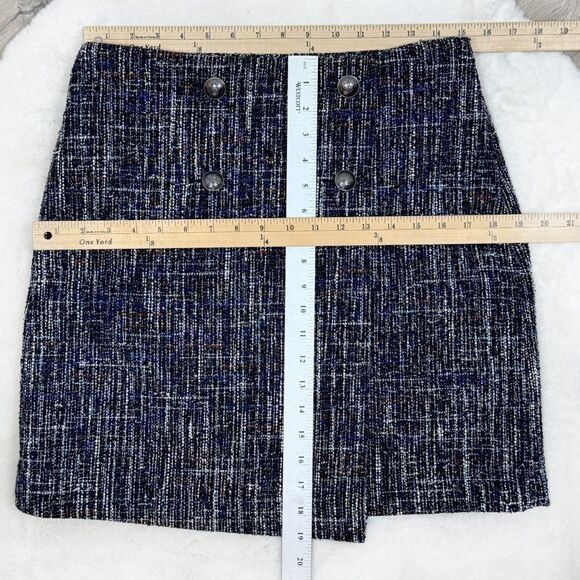 Loft Faux Wrap Tweed A Line Skirt Back Multi 4 Office Preppy Nautical - Picture 13 of 14